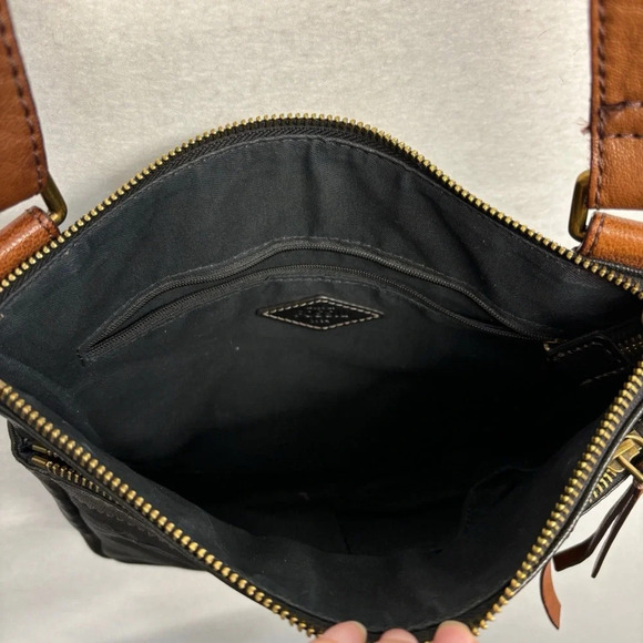 Fossil Corey Crossbody Bag Black Brown Leather Messenger Purse - Picture 4 of 9